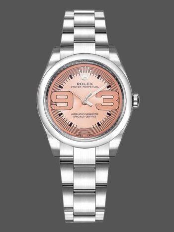 Replica Rolex Oyster Perpetual 177200 Women's Watch, Pink Maxi Arabic Dial, Vaulted Bezel, 31mm