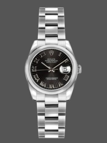 Rolex Datejust 179160 Women's Watch Replica Oyster Bracelet Black Roman Dial Sunbeam 26mm