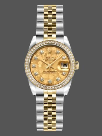 Replica Rolex Datejust 179383 Women's Watch, Champagne Dial, 26mm, with Gold Powder Crystals