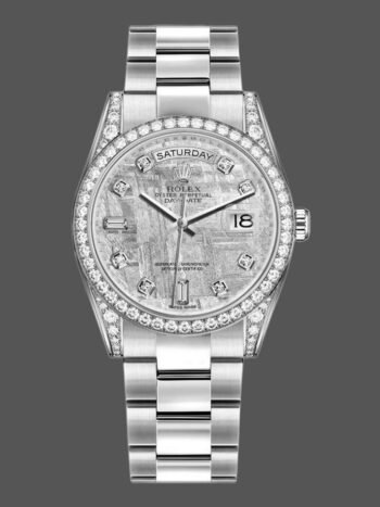 Replica Rolex Day-Date 118389 unisex watch, white gold, meteorite gray dial, 36 mm