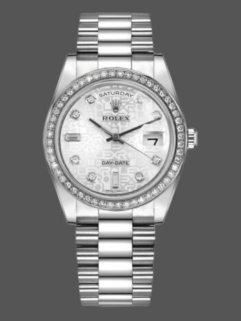 Replica Rolex Day Date 118346 Silver Jubilee unisex watch with 36mm diamond dial