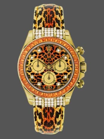 Replica Rolex Daytona 116598 Leopard Orange Diamond Dial 40 mm watch for men