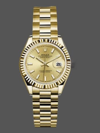 Replica Rolex Datejust 279178 women's watch, champagne index dial and 28mm fluted bezel