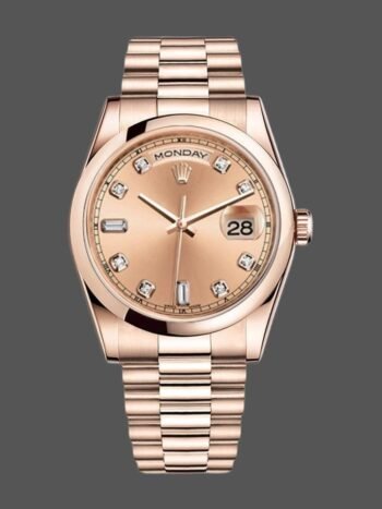 Replica Rolex Day-Date 118205 Unisex Watch, Rose Gold, Champagne Diamond Dial, 36mm