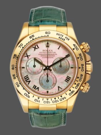 Replica Rolex Daytona 116518 Men's Watch Blue Leather Strap Mother of Pearl Dial 40mm