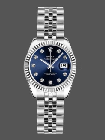 Rolex Datejust 179174 Women's Watch Replica Blue Diamond Dial Fluted Bezel 26mm