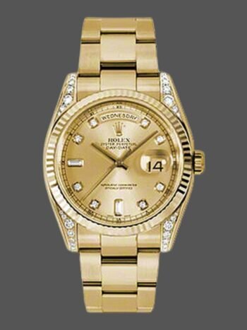 Rolex Day-Date Replica 118338, Champagne Diamond Dial, 36mm, Unisex
