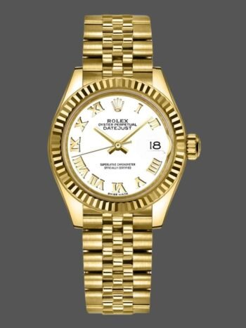 Rolex Datejust 279178 Women's Watch Replica White Roman Dial Yellow Gold 28mm