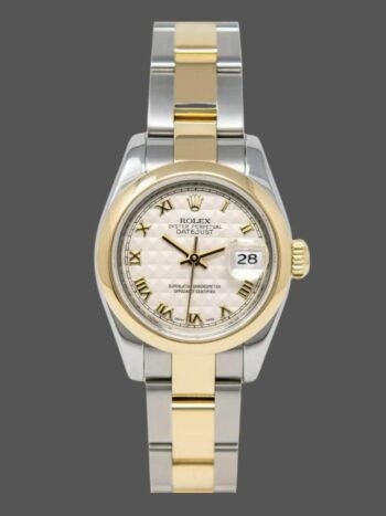 Rolex Datejust 179163 Women's Watch Replica Smooth Bezel Ivory Pyramid Dial 26mm