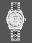Replica Rolex Datejust 178344 for women, stainless steel, white dial with Roman numerals, 31 mm