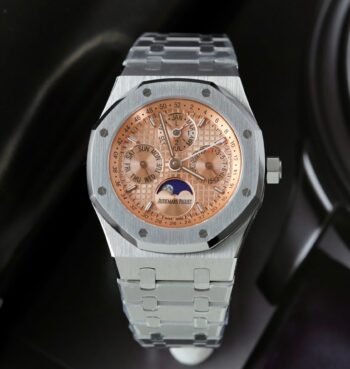 Replica Audemars Piguet 26574 watch with salmon dial and 41 mm metal wire