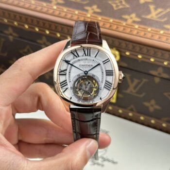 Replica Cartier Drive Tourbillon watch, guilloch?? dial, 41 mm leather strap