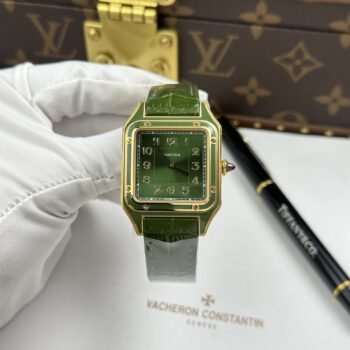 Relojes de imitación Cartier Santos Dumont con esfera verde y correa de piel de 43,5 x 31,4 mm