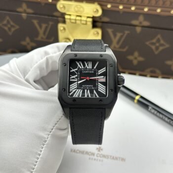 Replica Cartier Santos watches with black dial and automatic movement, 51.1 ?? 41.3 mm