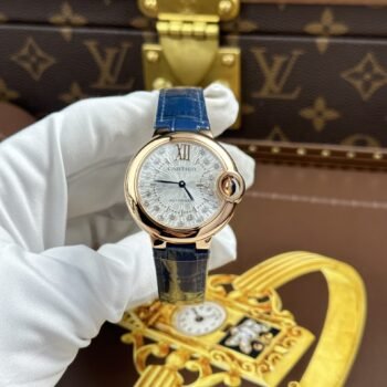 Réplica de reloj Cartier Ballon Bleu WGBB0052, esfera de piedra, correa de piel, AF Factory, 33 mm