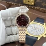 Replica Omega De Ville Prestige watches, burgundy dial, automatic movement, 34 mm