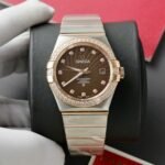 Omega Constellation Co-Axial Fake Watch, Brown Dial, Metal Strap, 38mm