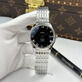 Réplica de relojes Omega De Ville Co-Axial Chronometer 8500, esfera negra, correa de metal, 41 mm