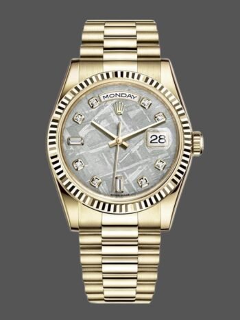 Replica Rolex Day-Date 118238 Unisex Watch, Yellow Gold, Diamond Meteor Dial, 36mm