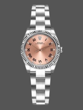 Replica Rolex Oyster Perpetual 176234 Women's Watch, Fluted Bezel, Pink Diamond Dial, 26mm