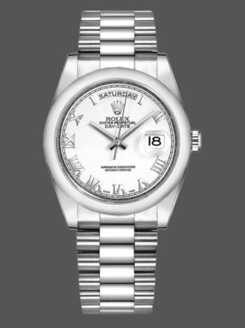 Replica Rolex Day-Date 118209 unisex watch, white gold, white dial, 36 mm