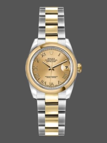 Replica Rolex Datejust 179163 Women's Watch, Champagne Roman Dial, 26mm Vaulted Bezel