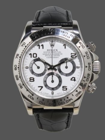 Rolex Daytona 16519 Men's Watch Replica White Dial Black Leather Strap 40mm