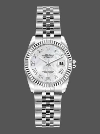 Replica Rolex Datejust 179174 Women's Watch, White Mother of Pearl Dial with Fluted Bezel, 26mm