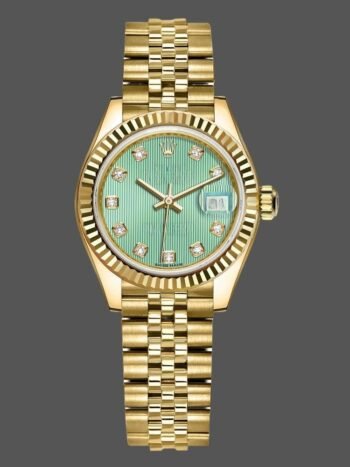 Replica Rolex Datejust 279178 Women's Watch, Mint Green Diamond Dial, 28mm Yellow Gold