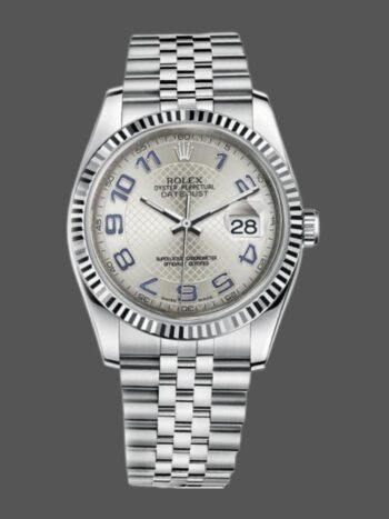Rolex Datejust 116234 Replica Silver Dial Blue Arabic Numerals Hour Markers 36mm Unisex