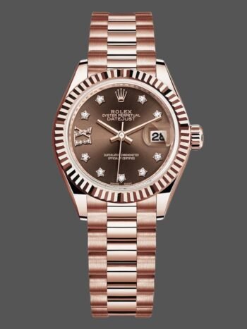 Rolex Datejust 279175 Chocolate Diamond Mark Watch Replica, Fluted Bezel, 28mm, for Women