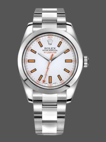 Réplica del reloj Rolex Milgauss 116400 automático para hombre, esfera blanca, 40 mm