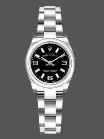 Replica Rolex Oyster Perpetual 176200 Women's Watch, Black Dial, Stainless Steel, 26mm