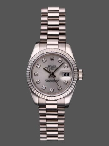 Replica Rolex Datejust 179179 Women's Watch, Silver Diamond Dial and Fluted Bezel, 26mm