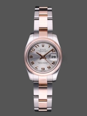 Replica Rolex Datejust 179161 Women's Watch, Stainless Steel and Everose Gold, Silver Dial with Concentric Circles, 26mm