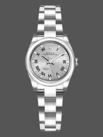 Replica Rolex Oyster Perpetual 176200 Women's Watch, Silver, with Roman Numerals Dial, 26mm