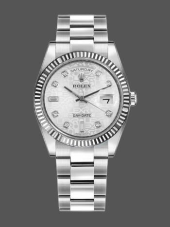 Replica Rolex Day-Date 118239 Jubilee unisex watch, silver dial, 36 mm