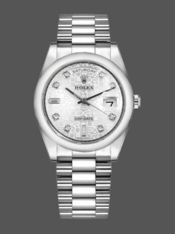 Rolex Day-Date 118206 Jubilee Replica Silver Diamond Dial 36mm Unisex