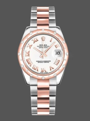 Replica Rolex Datejust 178341 for women, white dial with Roman numerals, 31 mm