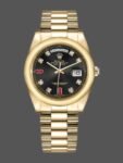 Replica of the unisex Rolex Day-Date 118208 watch with 36 mm black diamond dial