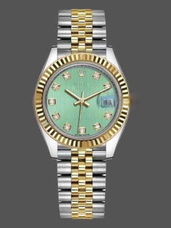 Rolex Datejust 279173 Women's Watch Replica Green Diamond Dial Fluted Bezel 28mm
