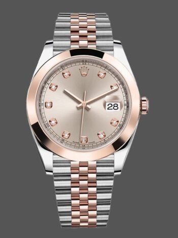 Réplica del reloj Rolex Datejust 126301 para hombre, oro rosa, esfera de diamantes Sundust de 41 mm