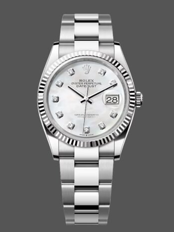 Rolex Datejust 126334 Men's Watch Replica Fluted Bezel White Mother of Pearl Dial 41mm
