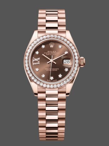 Rolex Datejust 28 mm Gold Everose 279135RBR 0001 Chocolate 17 Diamonds President Lady