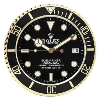 Rolex Submariner black and gold wall clock