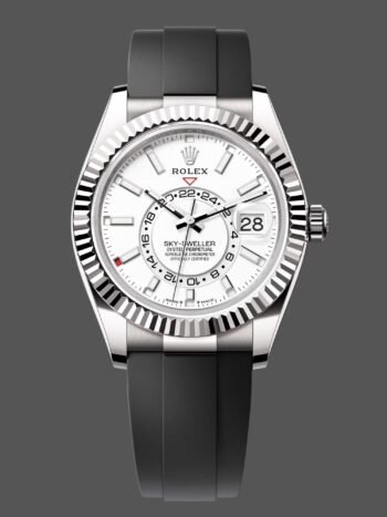 Rolex Sky Dweller 42 Oro blanco Esfera blanca Oysterflex M336239 0003