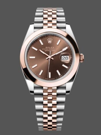 Rolex Datejust 126301 Men's Rose Gold Chocolate Brown Dial with Indexes Watch Replica 41mm