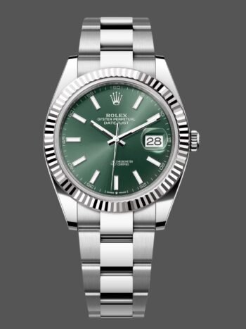 Replica Rolex Datejust 41 mm watch with fluted bezel and green dial m126334 0027 for men