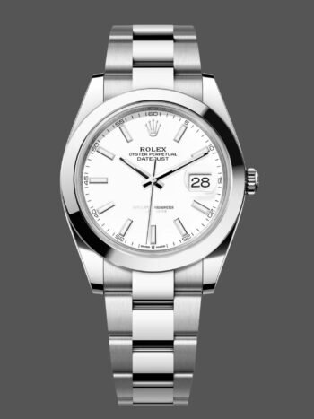 Rolex Datejust 41 stainless steel watch with white dial M126300 0005 for men
