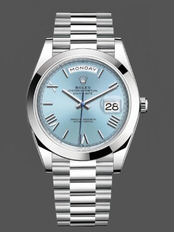 Rolex Day-Date 228206 Men's Watch Replica Ice Blue Quadrangular Dial Platinum 40mm